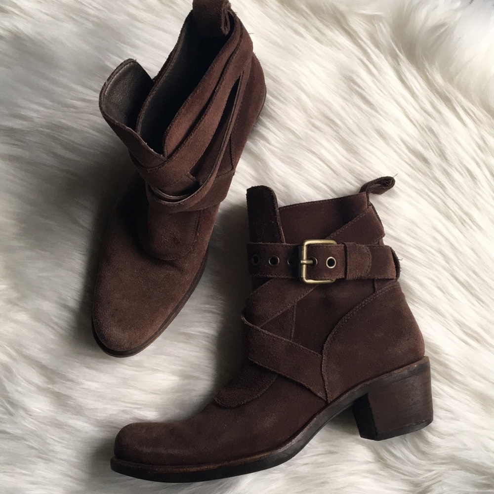 Cole Haan G Series Brown Suede Motorcycle Boots